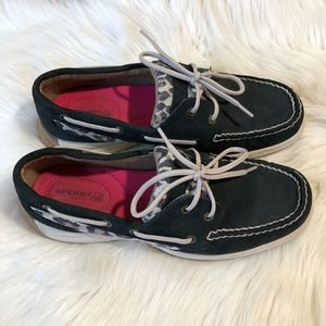 Sperry Top-Sider Black & Cheetah Print Boat Shoes